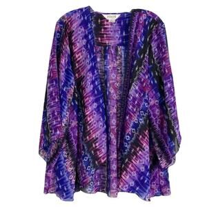 NWOT ALLISON TAYLOR Tunic Cover Up Cardigan XL Geo Print Open Front Drape
